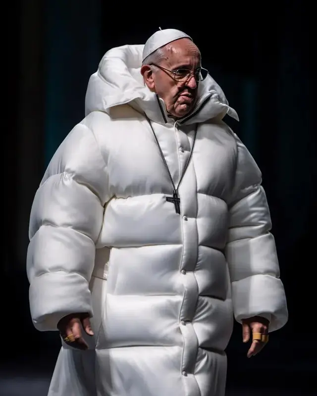 Pope Francis In Puffy Jacket