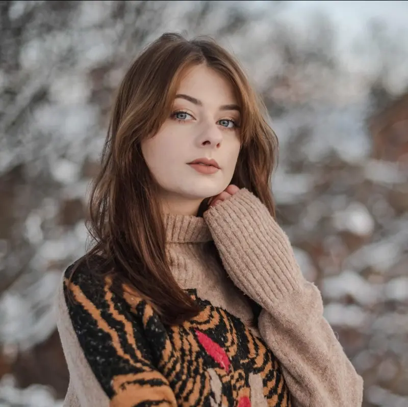 Portrait Of Woman In Snow