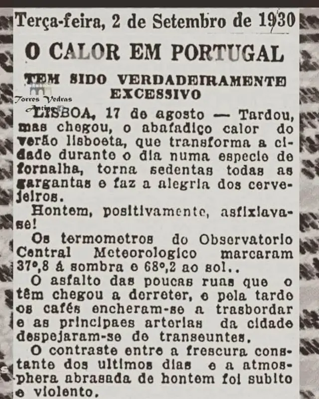 Portugal Heatwave Newspaper Clipping