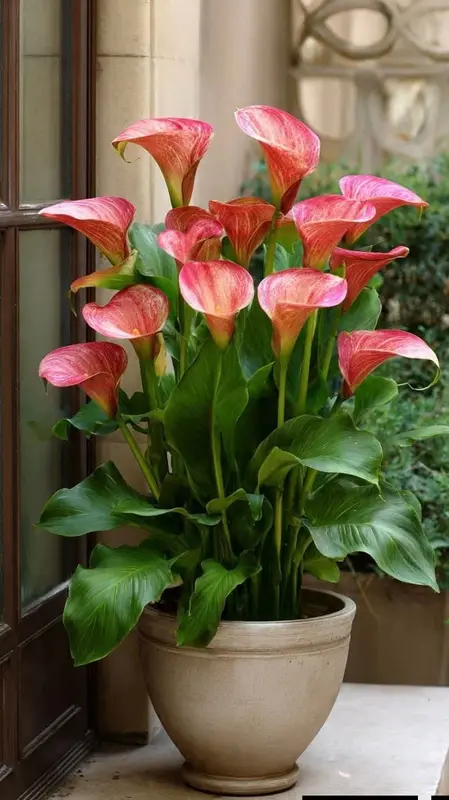 Potted Pink Calla Lilies Bloom