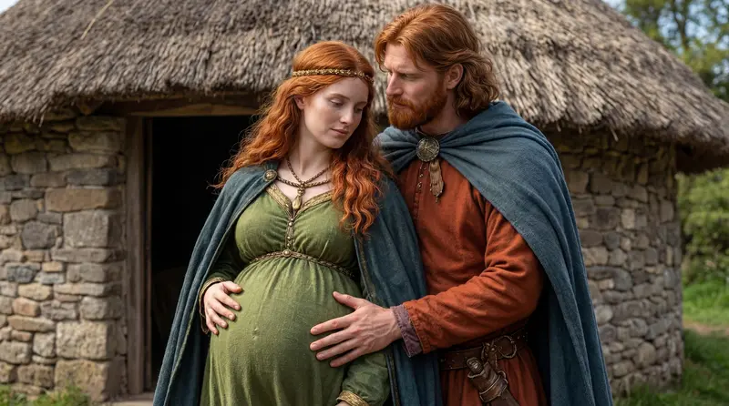 Pregnant Couple Outside Dwelling