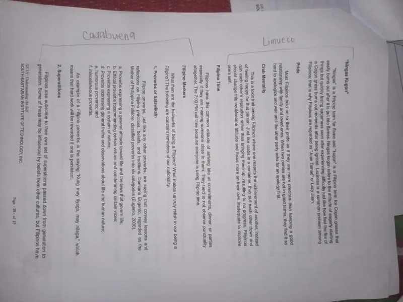 Printed Pages With Annotations