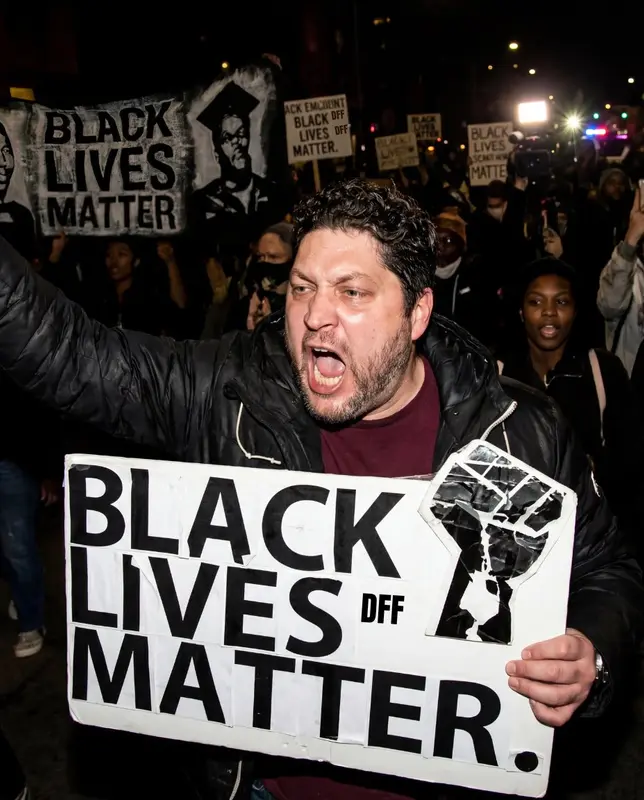 Protester Shouting At Night