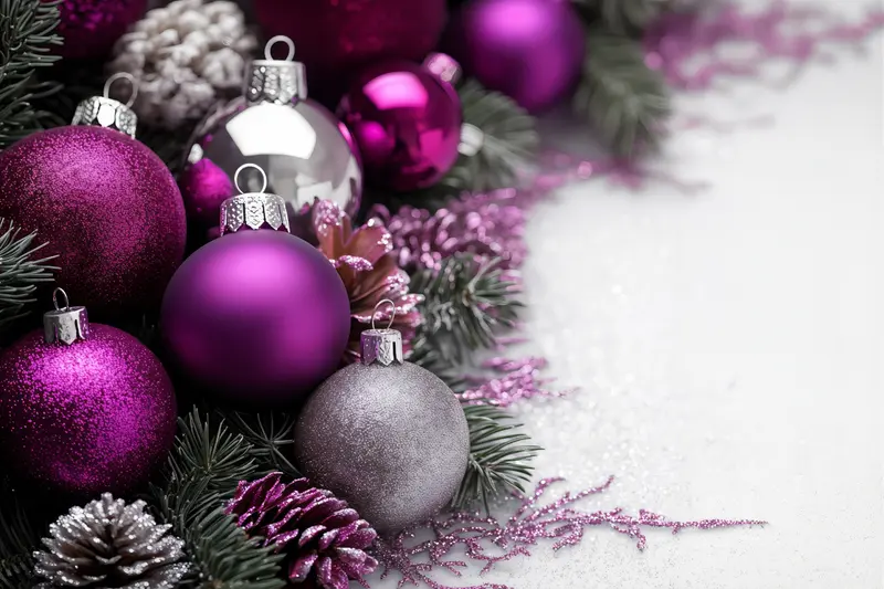 Purple Silver Christmas Ornaments