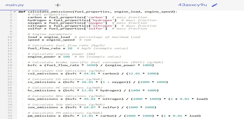 Python Emissions Calculation Code