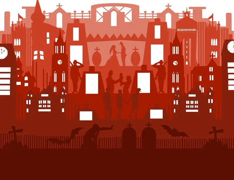 Red Halloween Silhouette Scene