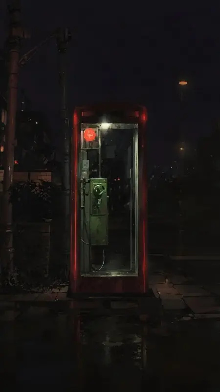 Red Telephone Booth Night
