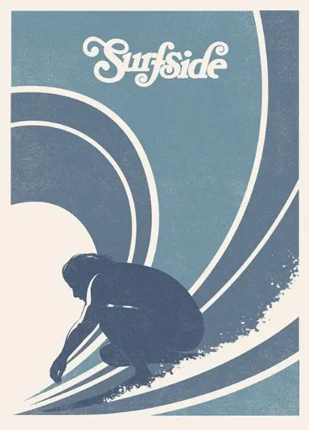 Retro Surfer Wave Poster