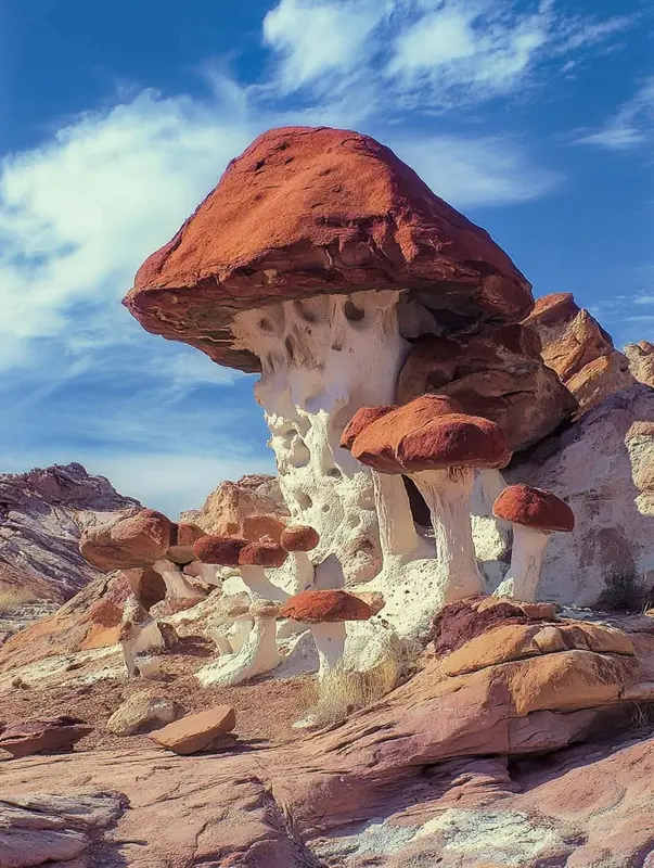 Rock Formations Resembling Mushrooms
