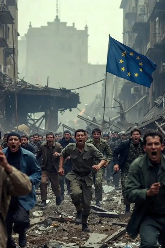 Running Crowd EU Flag