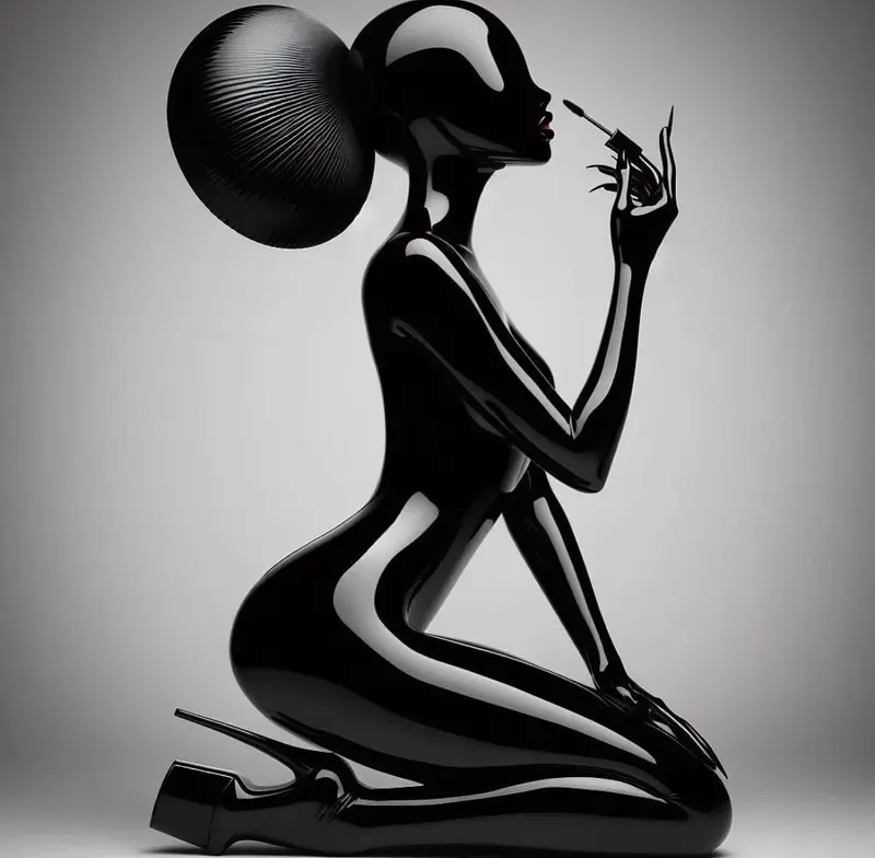 Sculptural Woman Applying Lipstick