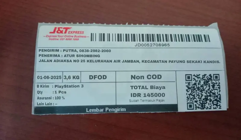 Shipping Label For PlayStation 3