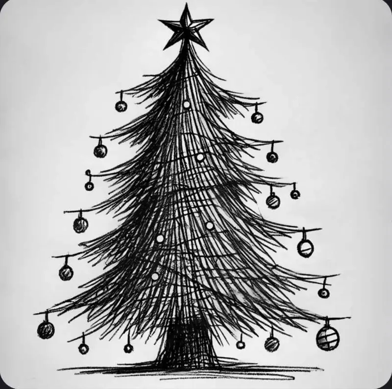 Sketch Of Christmas Tree