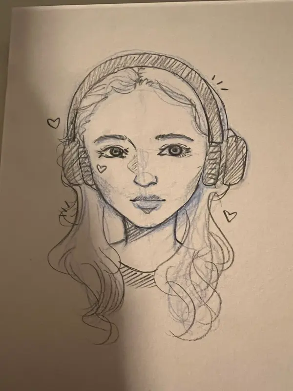 Sketch Woman With Headphones
