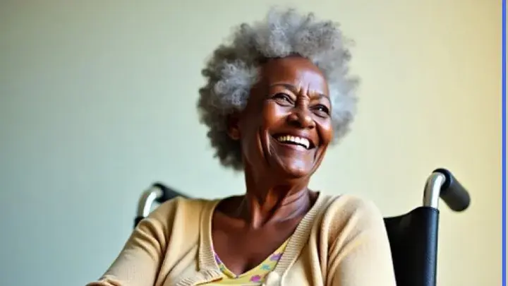 Smiling Elderly Woman In Wheelchair