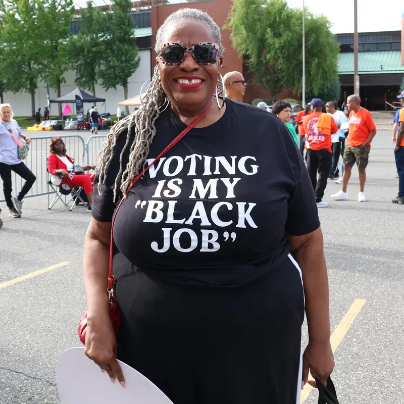 Smiling Woman In Voting Tee