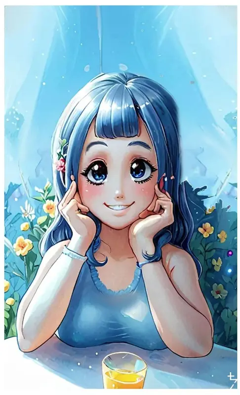 Smiling Woman With Blue Hair