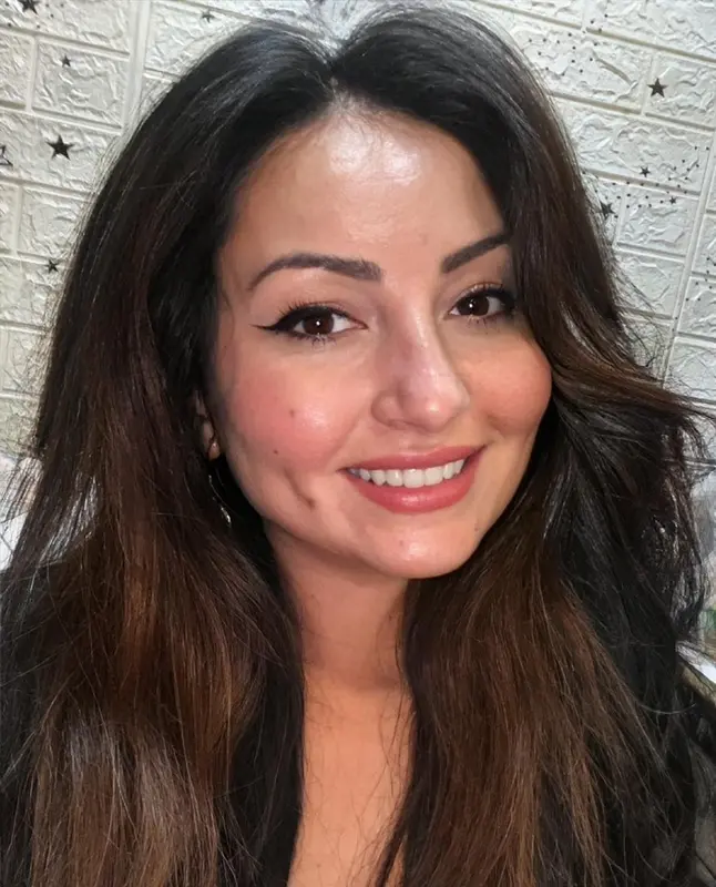 Smiling Woman With Star Background