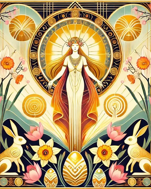Spring Goddess With Nature Symbols