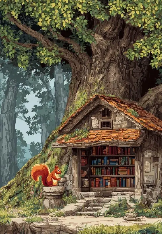 Squirrel, Library, And Old Tree