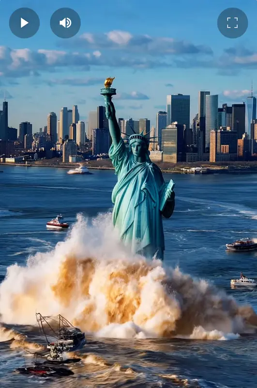 Statue Amidst Crashing Waves