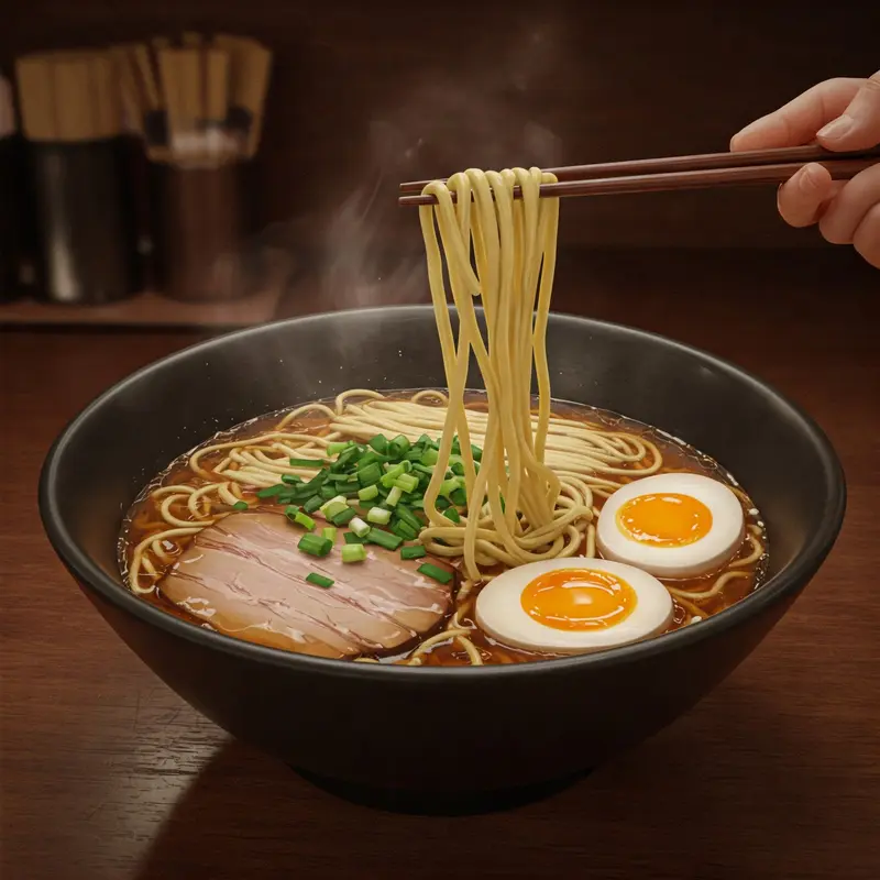 Steaming Ramen With Chopsticks