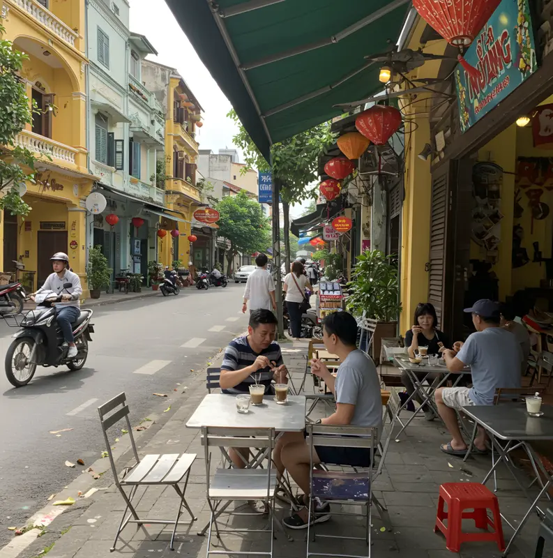Street Scene, Cafe And People