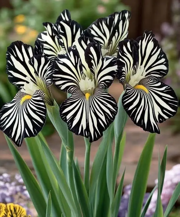 Striking Black And White Irises