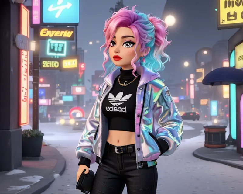 Stylish Neon City Woman