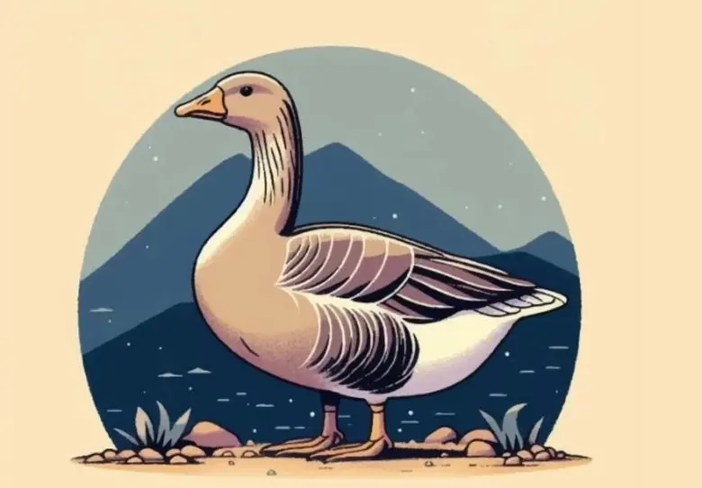 Stylized Goose With Mountain Background