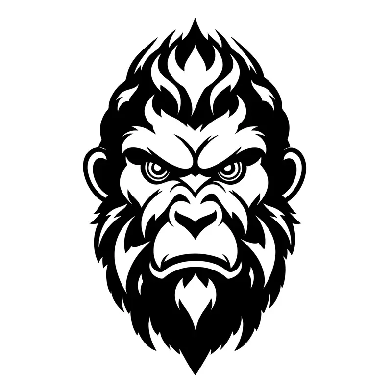 Stylized Gorilla Head Illustration