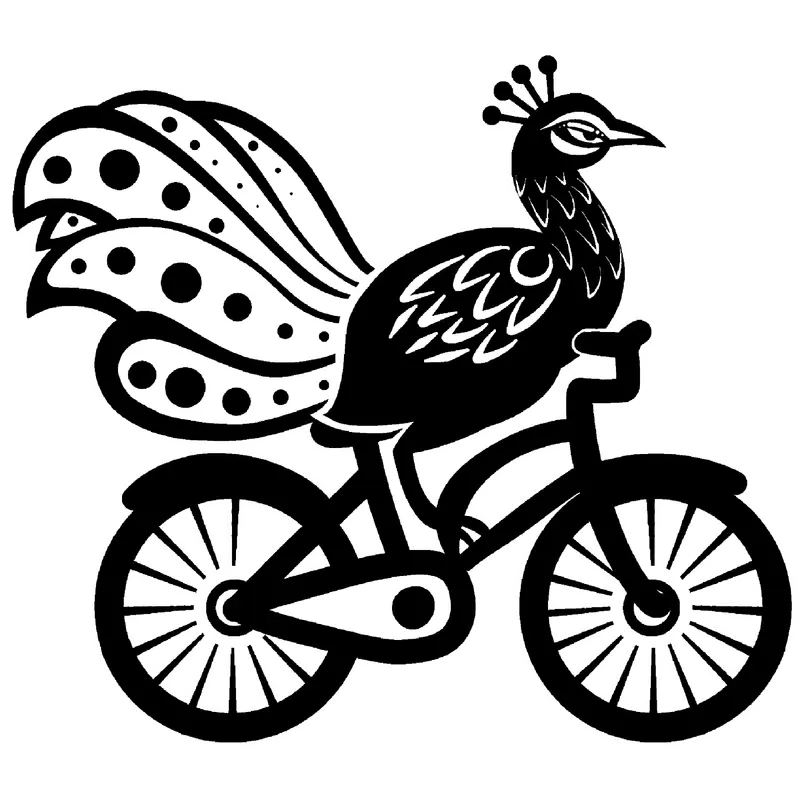 Stylized Peacock On Bicycle