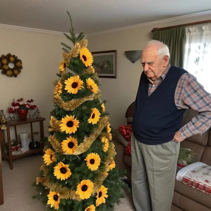 Sunflower Decorated Christmas Tree