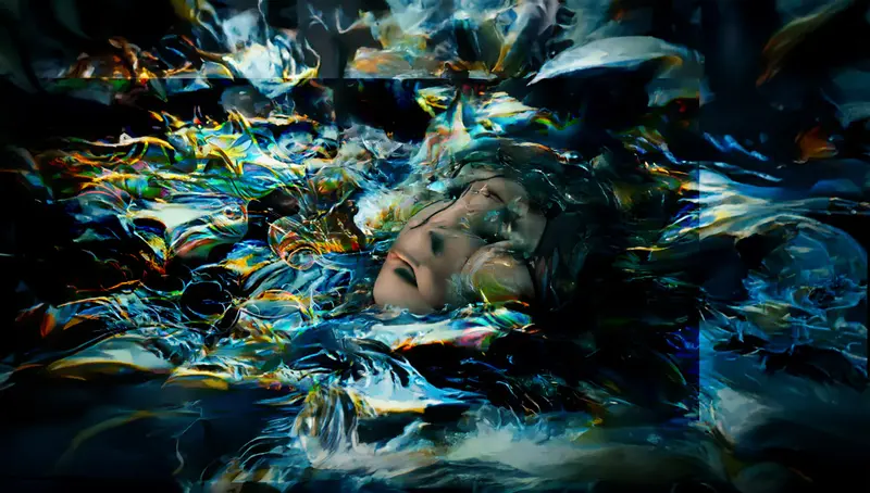 Surreal Face With Abstract Waves