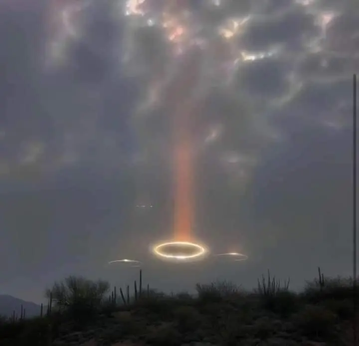 Surreal Glowing Rings In Sky