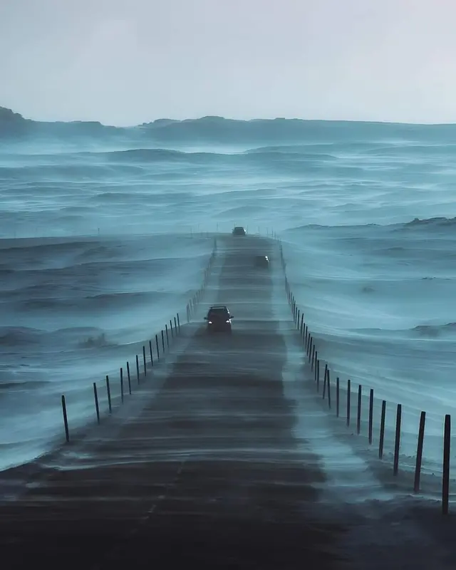 Surreal Misty Road Landscape