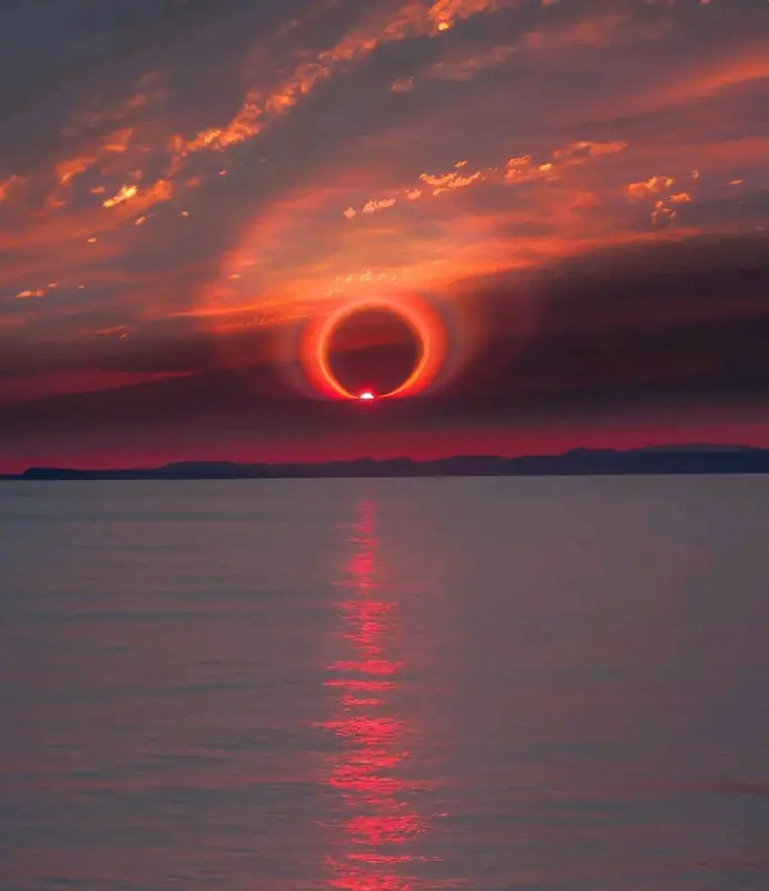 Surreal Sunset Eclipse Scene