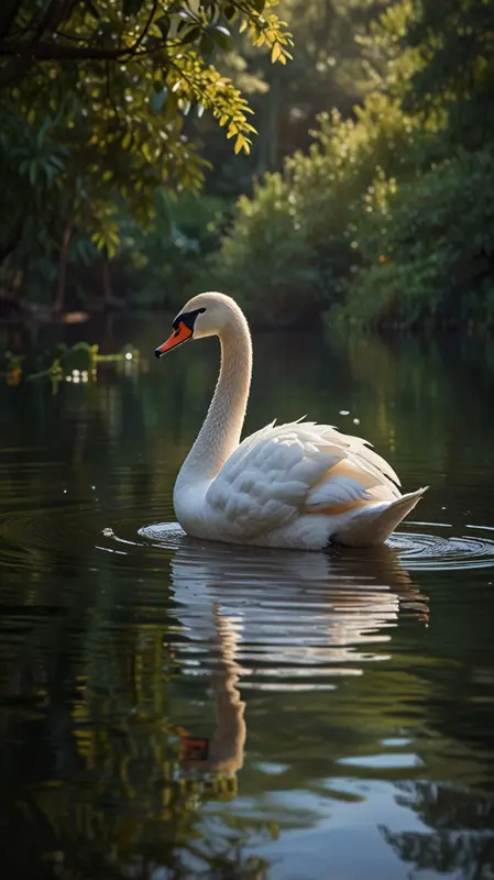 Swan On Serene Lake
