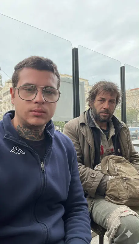 Two Men Sitting Outdoors