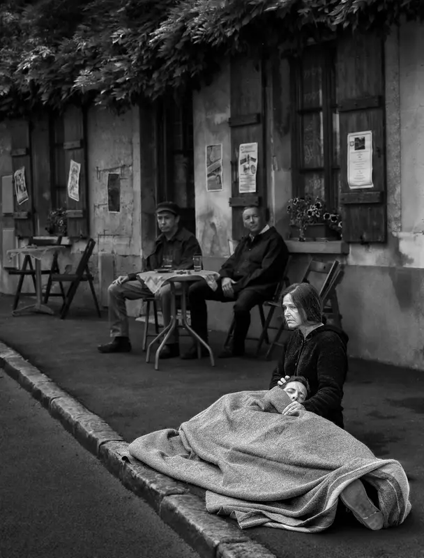 Urban Black And White Scene