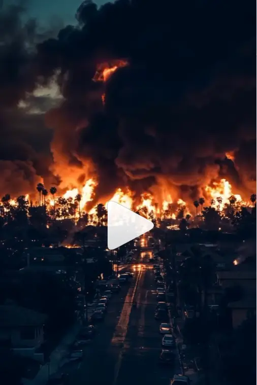 Urban Fire With Palm Trees