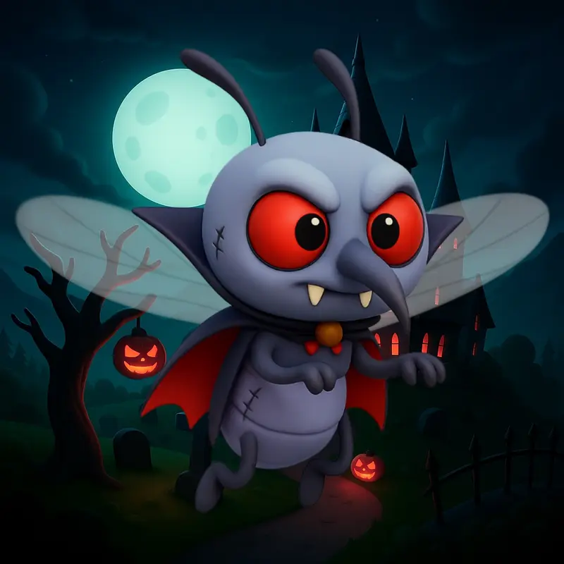 Vampire Mosquito Halloween Night Scene