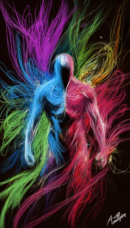 Vibrant Abstract Humanoid Figure