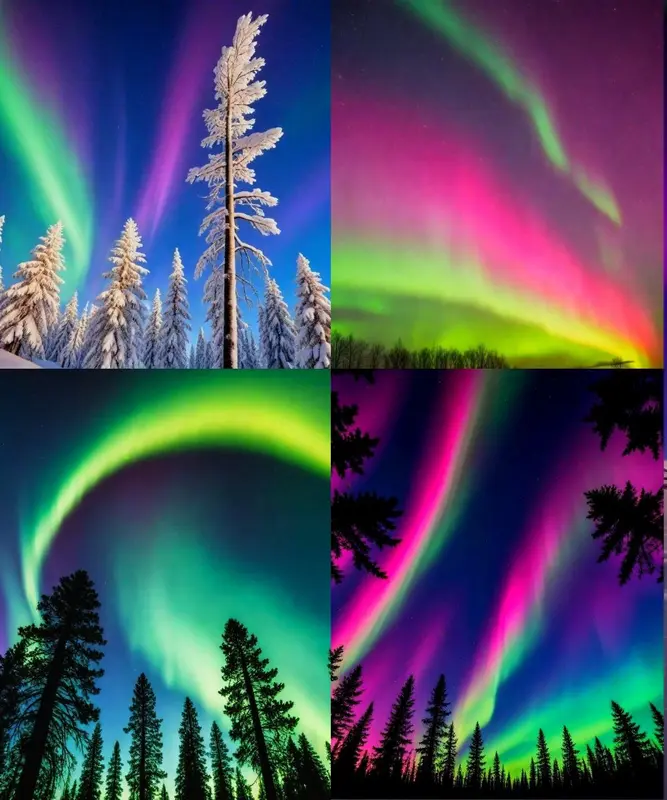 Vibrant Auroras Over Landscapes