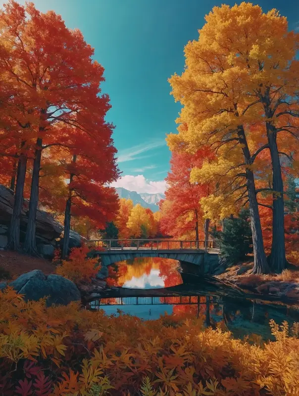 Vibrant Autumn Landscape Depiction