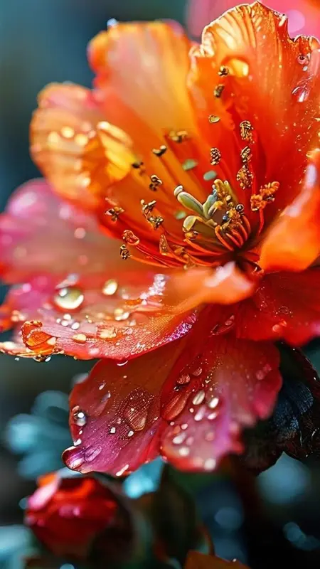 Vibrant Dewy Flower Closeup