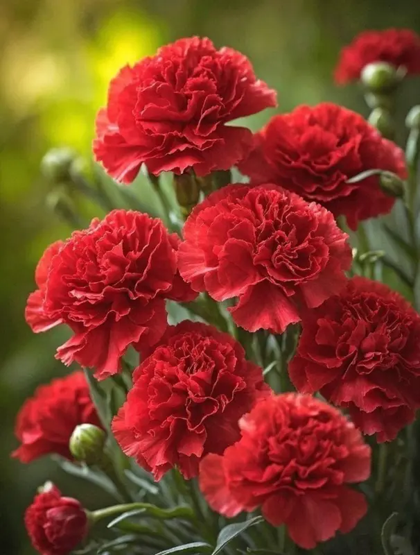 Vibrant Red Carnations In Bloom