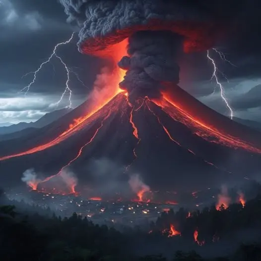 Volcano Eruption, Lightning, Ash