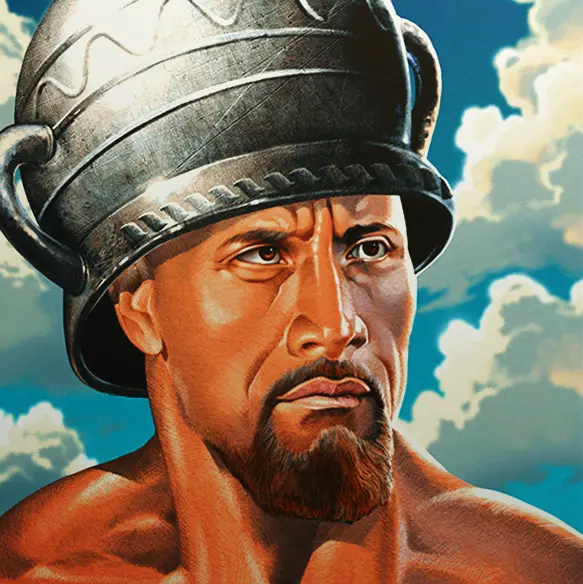 Warrior In Metal Helmet Portrait