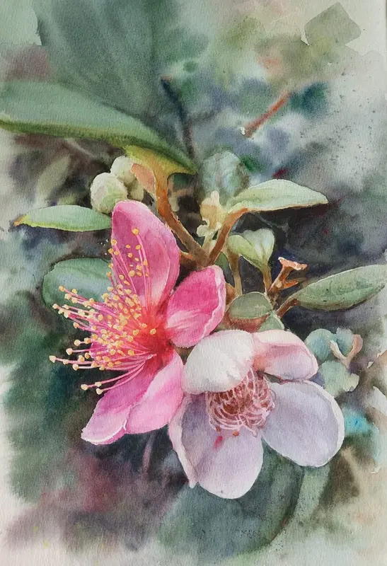 Watercolor Flowers And Greenery